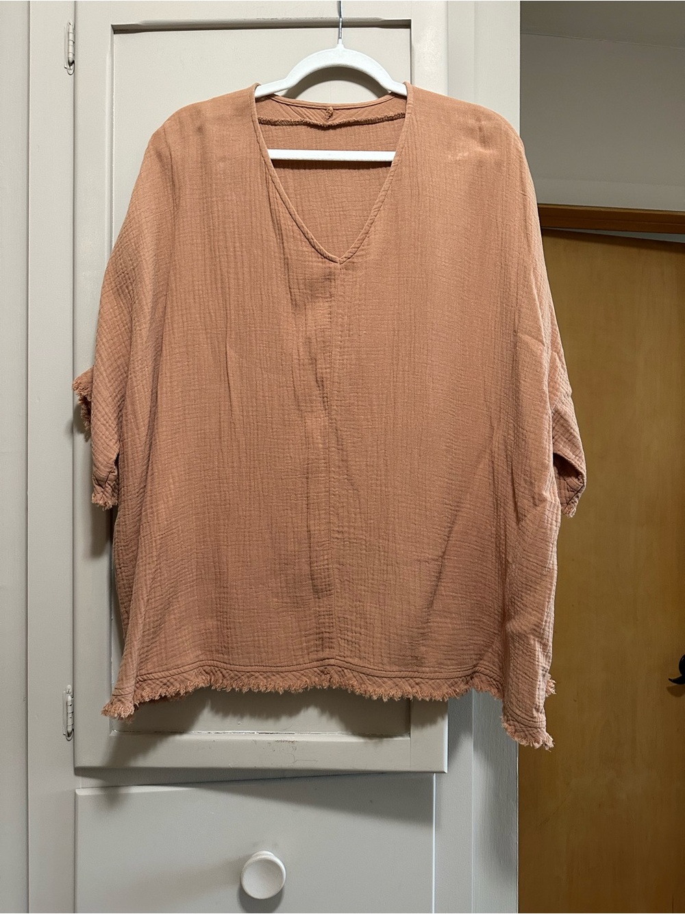 Women's Relaxed V-Neck Tunic Top in Dusty Terracotta